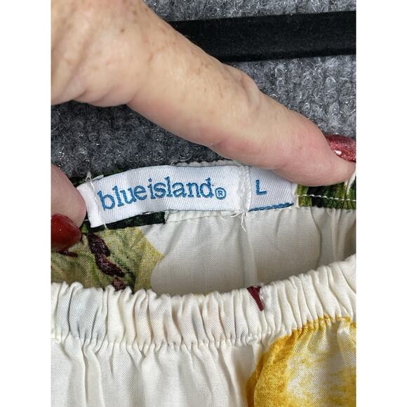 Blue island Mini Dress Size Large Lemon Print Off the Shoulder Bell-Sleeve - Picture 5 of 10